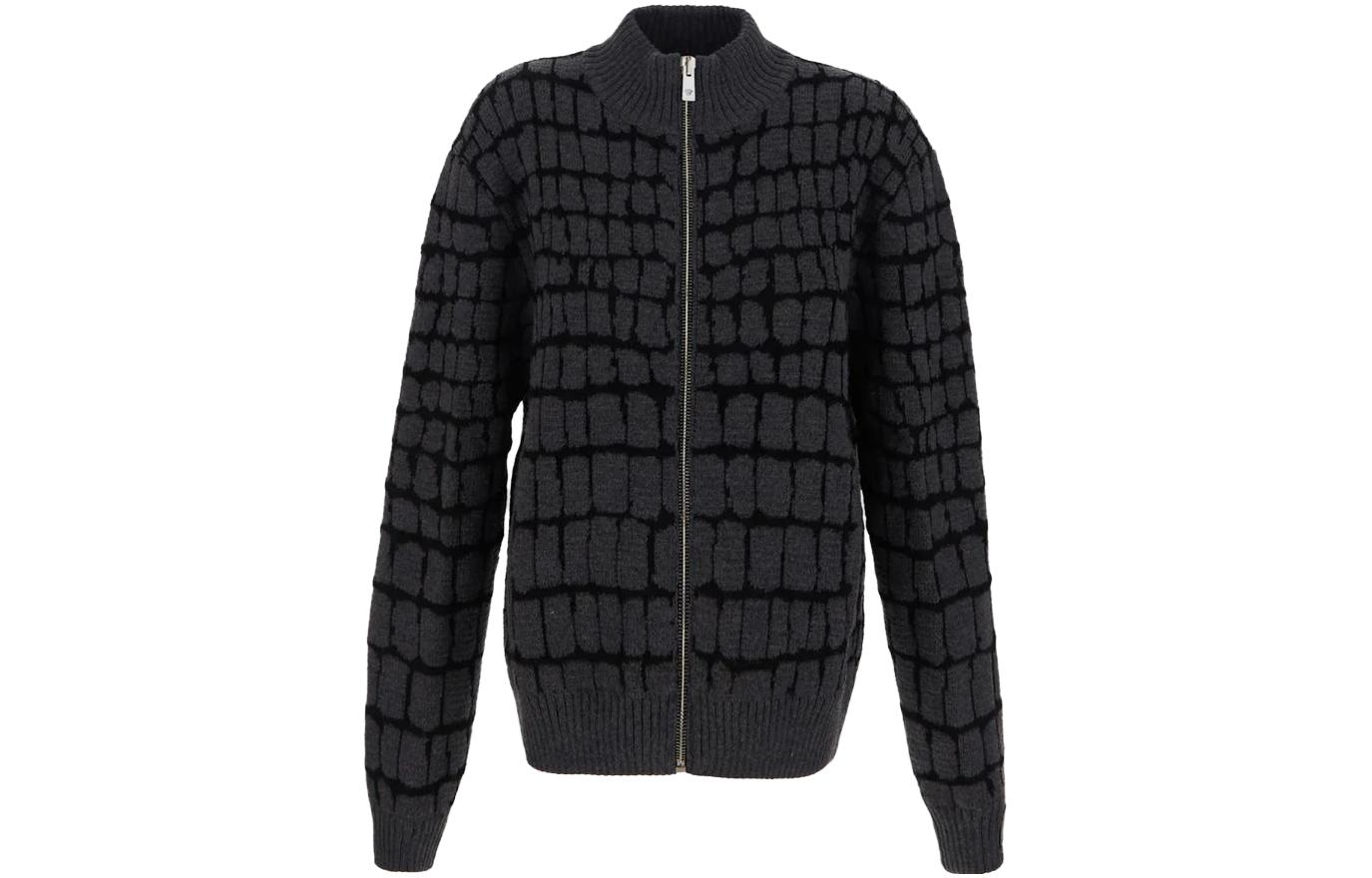 VERSACE FW23  Gray Plaid Zip-Up Knit Cardigan Long Sleeve Sweater 1012392-1A08743-1E060 圖 2