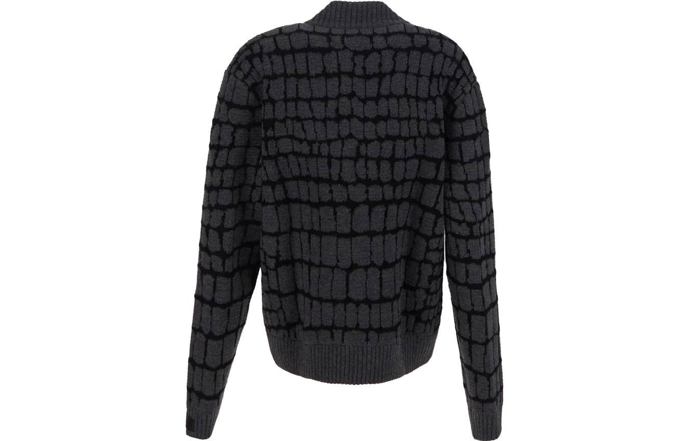 VERSACE FW23  Gray Plaid Zip-Up Knit Cardigan Long Sleeve Sweater 1012392-1A08743-1E060 圖 3