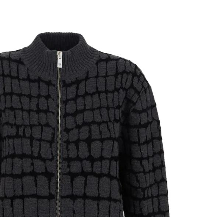 VERSACE FW23  Gray Plaid Zip-Up Knit Cardigan Long Sleeve Sweater 1012392-1A08743-1E060 圖 5