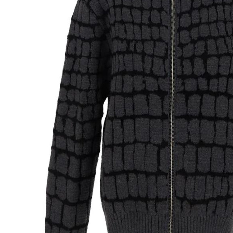 VERSACE FW23  Gray Plaid Zip-Up Knit Cardigan Long Sleeve Sweater 1012392-1A08743-1E060 圖 6