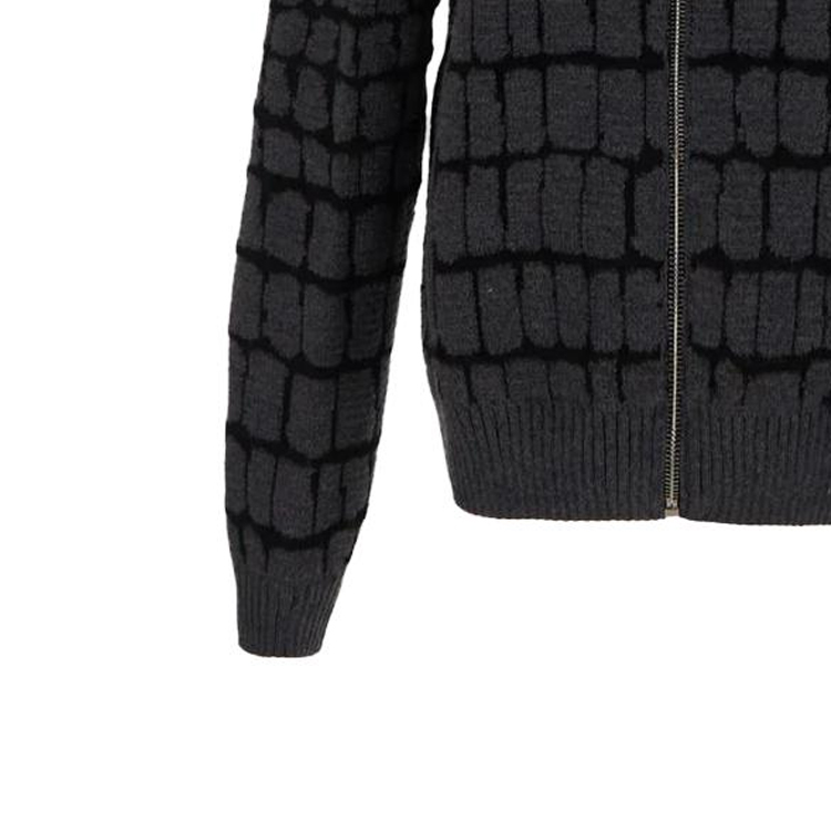 VERSACE FW23  Gray Plaid Zip-Up Knit Cardigan Long Sleeve Sweater 1012392-1A08743-1E060 圖 7