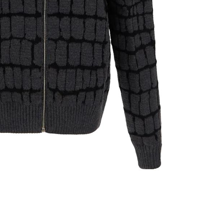 VERSACE FW23  Gray Plaid Zip-Up Knit Cardigan Long Sleeve Sweater 1012392-1A08743-1E060 圖 8