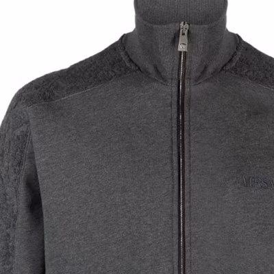 VERSACE FW23 Grey Embroidered Logo Long Sleeve Jacket 1013973-1A09876-5E010 Details for VERSACE FW23 Grey Embroidered Logo Long Sleeve Jacket 1013973-1A09876-5E010