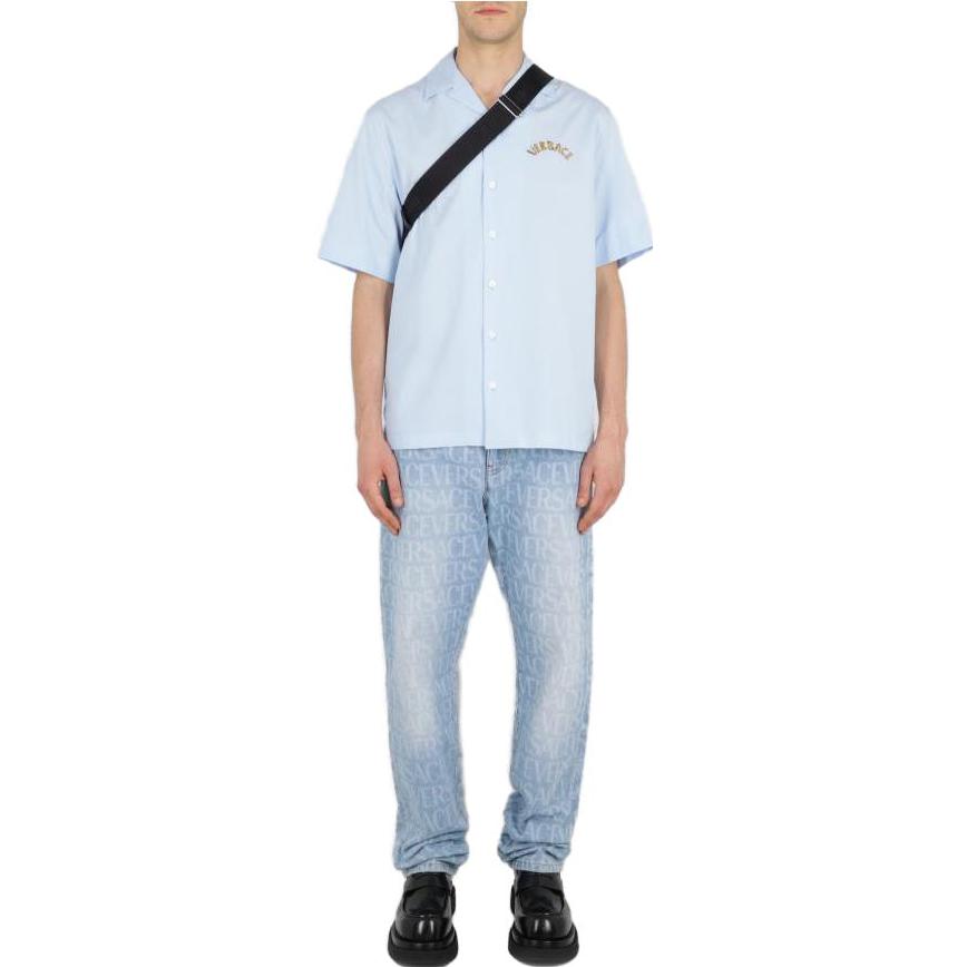 VERSACE FW23  Light Blue Straight-Leg Jeans with Letter Print Buttons. 1007837-1A07661-1D3800 圖 4