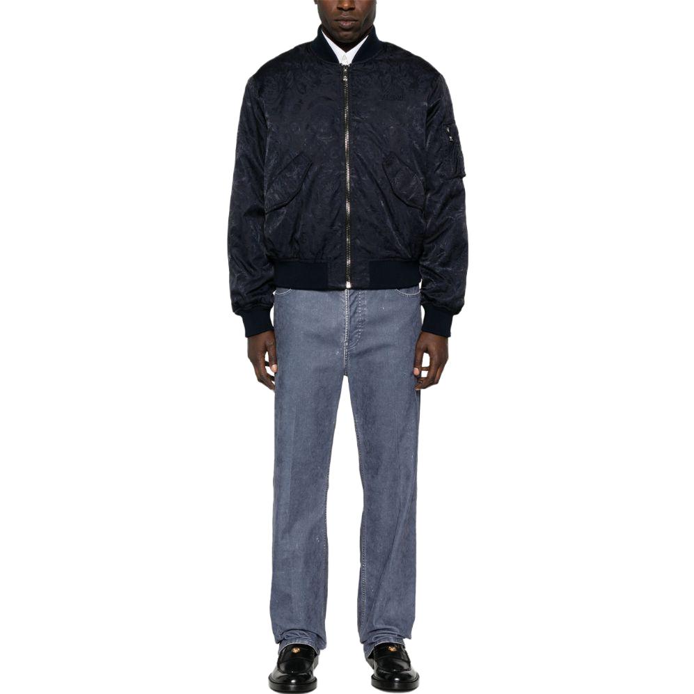 VERSACE FW23  Navy Embroidered Logo Casual Zip-Up Jacket 1013929-1A09826-1UI20 圖 3