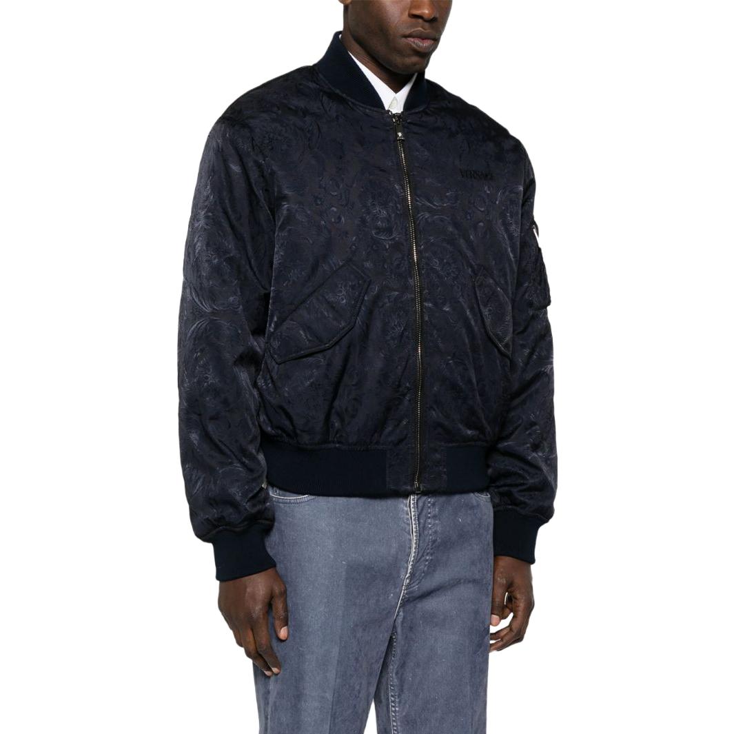 VERSACE FW23  Navy Embroidered Logo Casual Zip-Up Jacket 1013929-1A09826-1UI20 圖 5