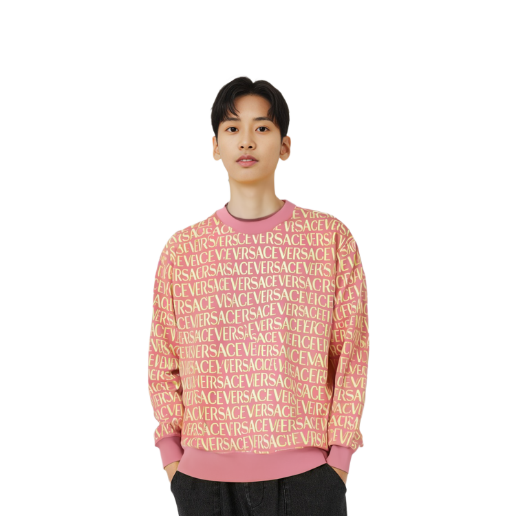 Purchase Sudadera Naranja Versace FW23 Cuello Redondo con Logo Estampado. 1010249-1A07466-5P830