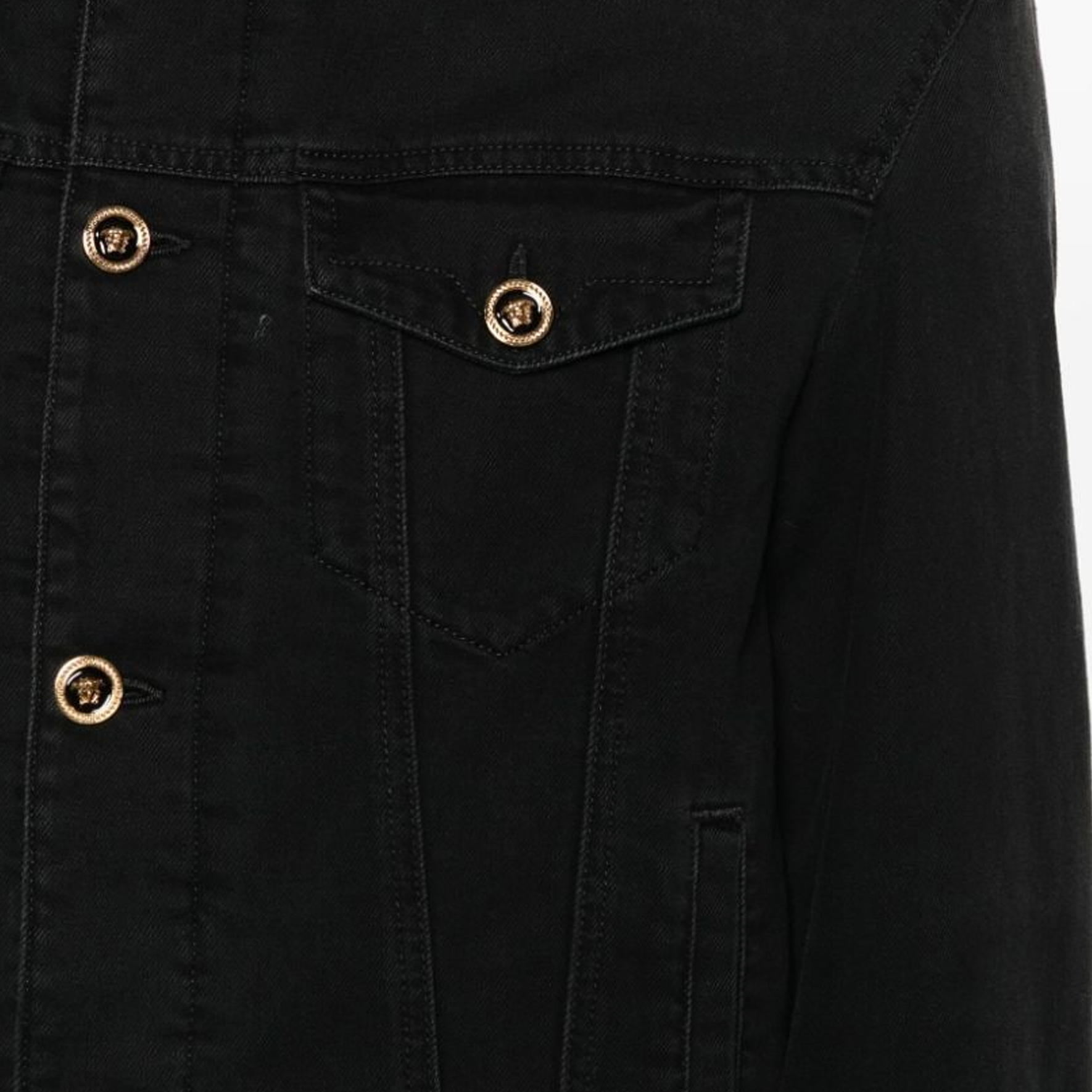 Details for VERSACE FW23  Slim Fit Black Denim Jacket with Turn-Down Collar 1013899-1A09587-1D510