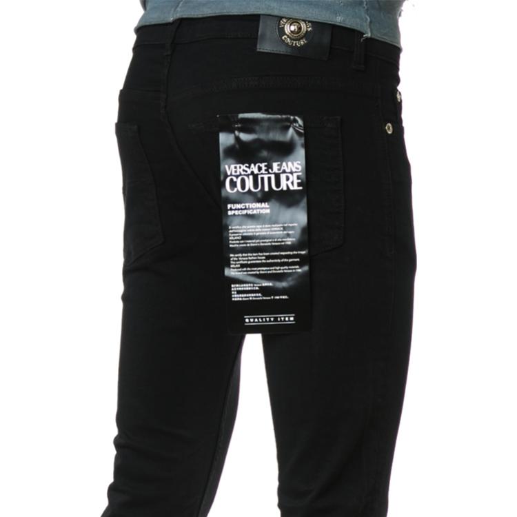 Purchase VERSACE FW23 Jeans Slim Fit Negros con Apliques de Letras. 75GAB5S0-CDW00-909