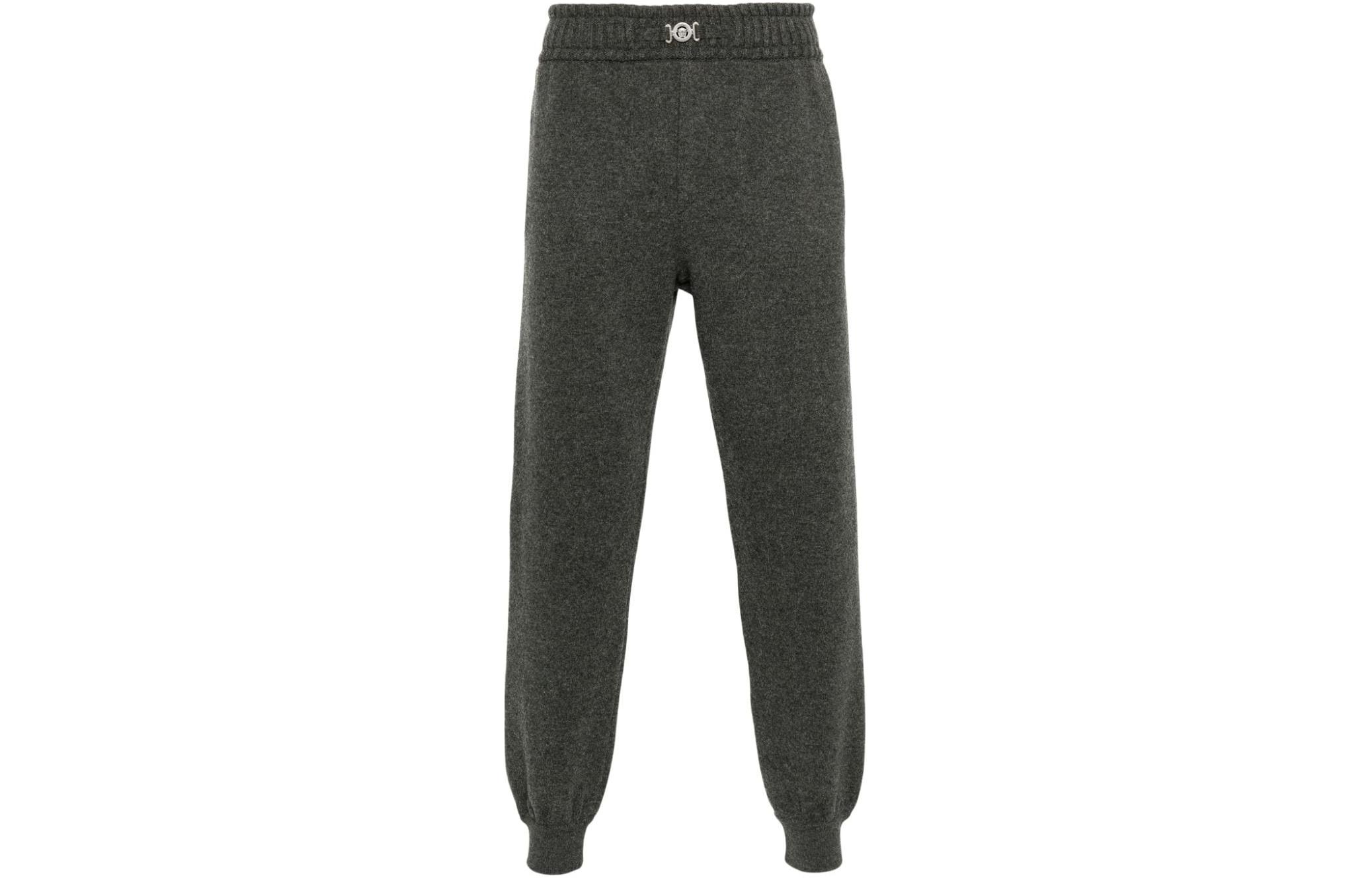 Order VERSACE FW23  Slim Fit Knit Joggers with Logo Detail in Charcoal Grey. 1013622-1A09601-1E880