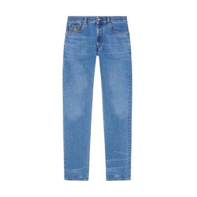 VERSACE FW23 Slim Low-Waist Washed Jeans Indigo Blue 1011693-1A09961-1D360
