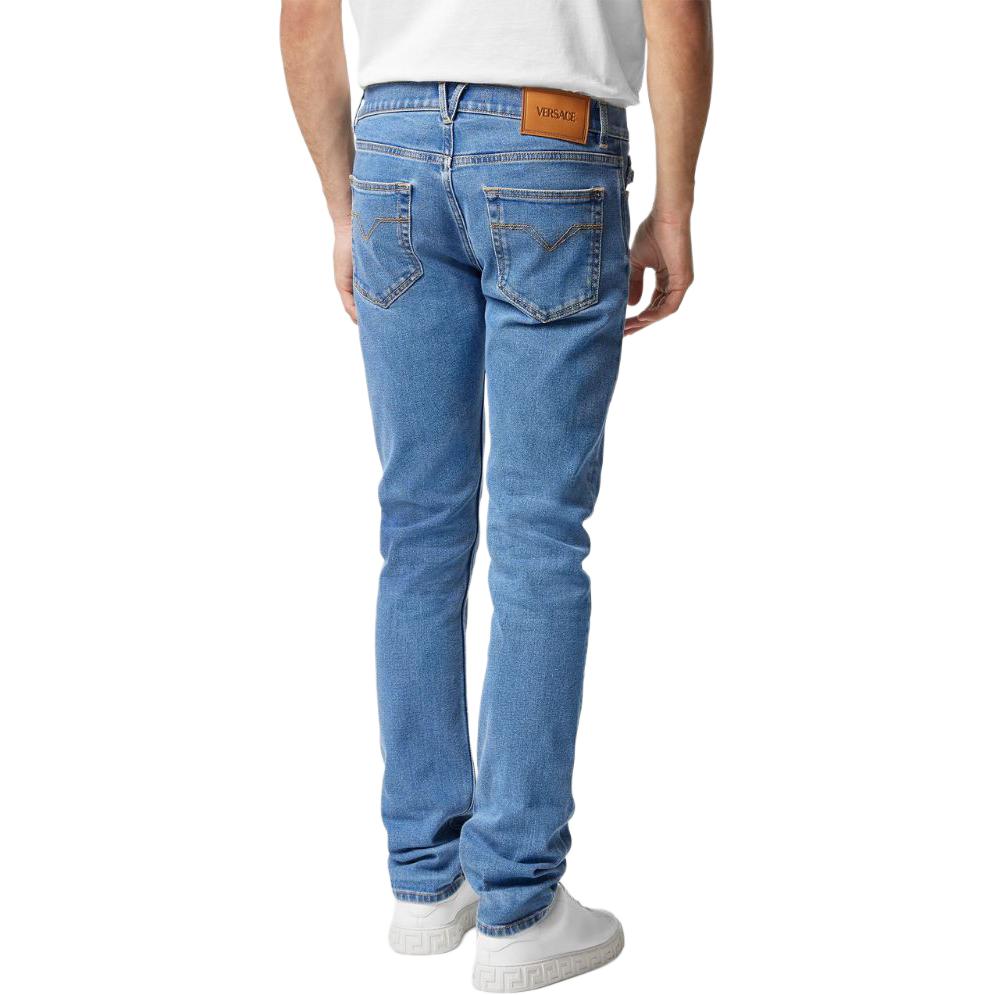 Purchase VERSACE FW23  Slim Low-Waist Washed Jeans Indigo Blue 1011693-1A09961-1D360