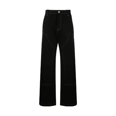 VERSACE FW23 Solid Color Contrast Stitch Straight Jeans 1009930-1A07134-1B000