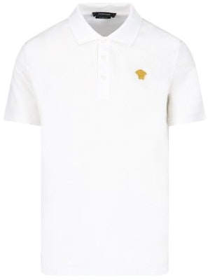Versace FW23 Solid Color Relaxed Fit Short Sleeve Polo Shirt - White 1008492-1A06071-1W000 Order Versace FW23 Solid Color Relaxed Fit Short Sleeve Polo Shirt - White 1008492-1A06071-1W000