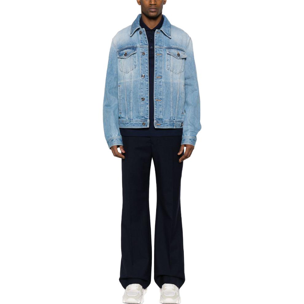 Lookbook VERSACE FW23  Washed Denim Jacket Blue Single-Breasted Collar 1013885-1A04165-1D360