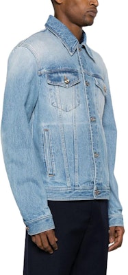 VERSACE FW23 Washed Denim Jacket Blue Single-Breasted Collar 1013885-1A04165-1D360 Purchase VERSACE FW23 Washed Denim Jacket Blue Single-Breasted Collar 1013885-1A04165-1D360