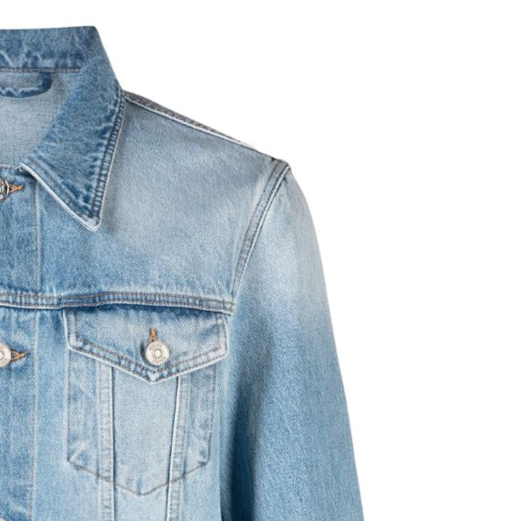 Sizing VERSACE FW23  Washed Denim Jacket Blue Single-Breasted Collar 1013885-1A04165-1D360