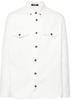 VERSACE FW23 White Long Sleeve Shirt with Point Collar & Pocket Design 1013887-1A10032-1D110 VERSACE FW23 White Long Sleeve Shirt with Point Collar & Pocket Design 1013887-1A10032-1D110
