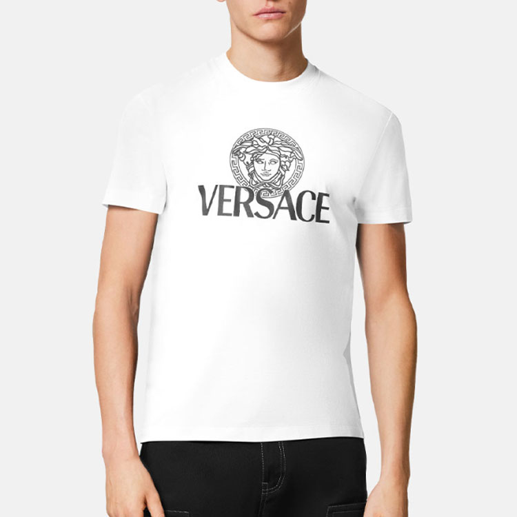 VERSACE FW23  White Pullover T-Shirt with Letter Logo Print. 1011504-1A08375-1W000 圖 3