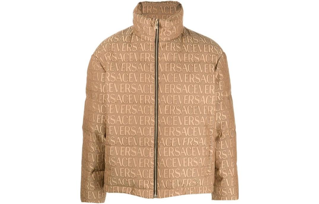 Versace FW23 All-Over Letter Print High-Collar Brown Jacket for Men. 10102101-A076492-N740 圖 2