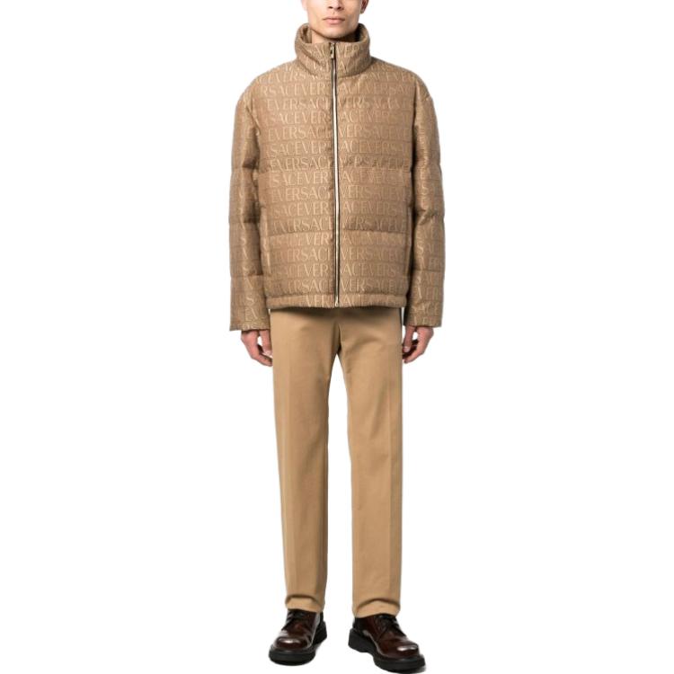 Versace FW23 All-Over Letter Print High-Collar Brown Jacket for Men. 10102101-A076492-N740 圖 3