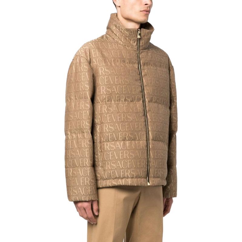 Versace FW23 All-Over Letter Print High-Collar Brown Jacket for Men. 10102101-A076492-N740 圖 5