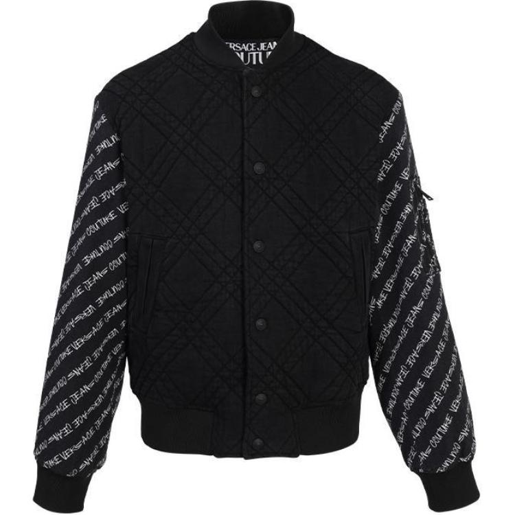 Versace FW23 Black Letter Print Baseball Collar Jacket 75GAS46M-DH000SW0-11800