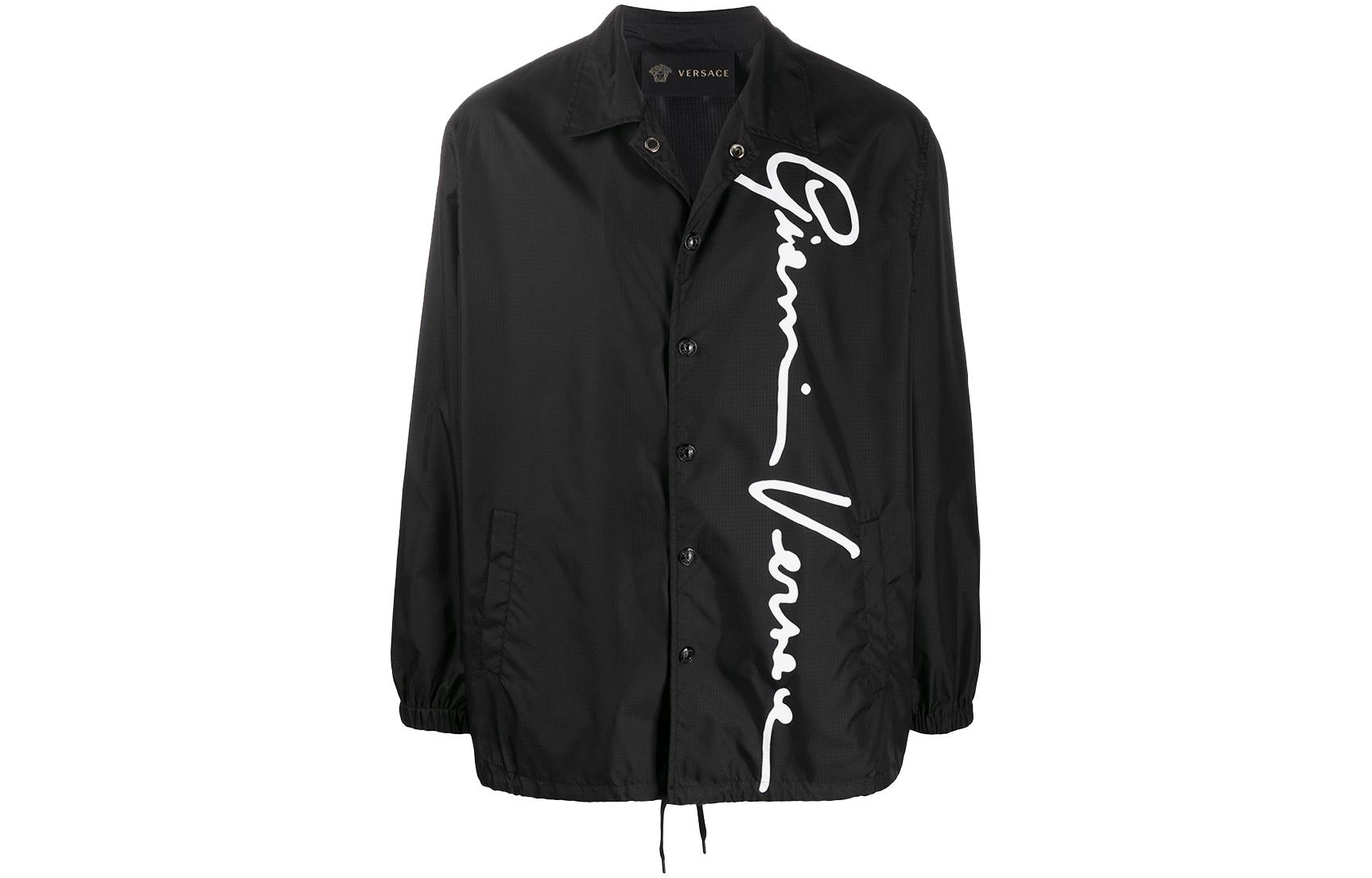 Versace FW23 Black Logo Print Long Sleeve Jacket A85203-A210565-A1008