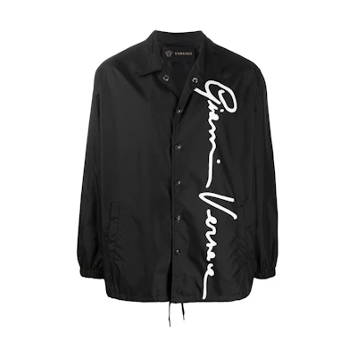 Versace FW23 Black Logo Print Long Sleeve Jacket A85203-A210565-A1008