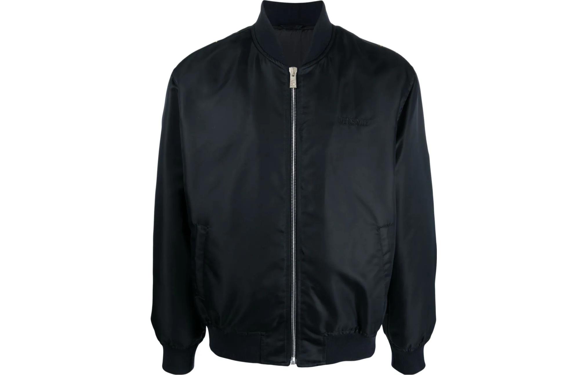 Versace FW23 Blue Letter Print Zip-Up Jacket Long Sleeve 1012584-1A09086-5X000