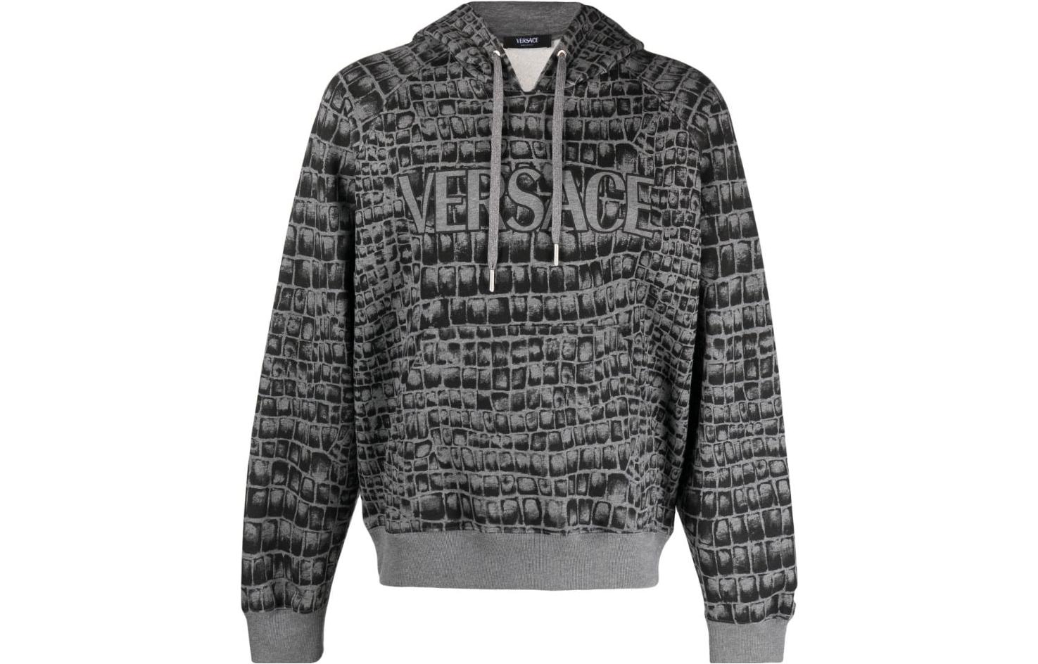 VERSACE FW23 Croc-Print Logo Hooded Sweatshirt  - Ash Gray 1012558-1A09051-2ED10 圖 2