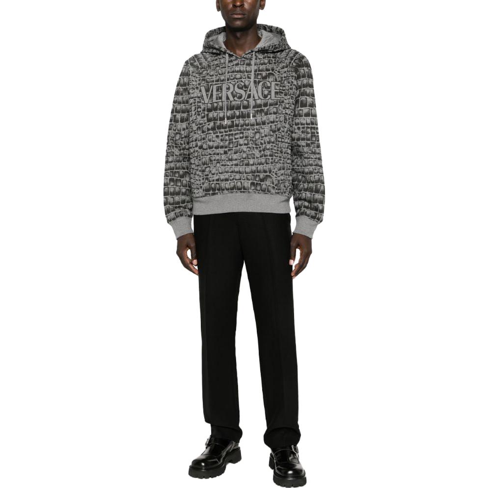 VERSACE FW23 Croc-Print Logo Hooded Sweatshirt  - Ash Gray 1012558-1A09051-2ED10 圖 3