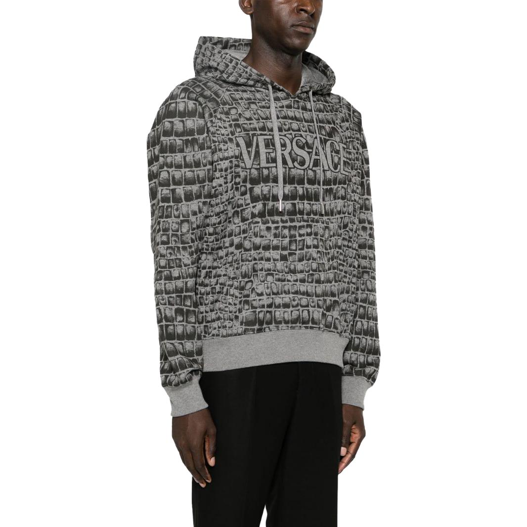 VERSACE FW23 Croc-Print Logo Hooded Sweatshirt  - Ash Gray 1012558-1A09051-2ED10 圖 5