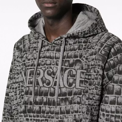 VERSACE 2023秋冬鱷魚紋Logo連帽衫 - 灰色 1012558-1A09051-2ED10 Details for VERSACE 2023秋冬鱷魚紋Logo連帽衫 - 灰色 1012558-1A09051-2ED10