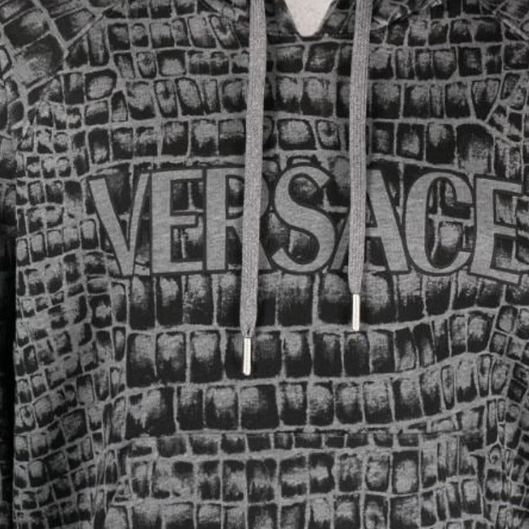 VERSACE FW23 Croc-Print Logo Hooded Sweatshirt  - Ash Gray 1012558-1A09051-2ED10 圖 7