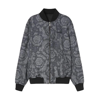 Versace FW23 Grey Patterned Jacquard Zip Reversible Jacket 1013957-1A09884-1E130