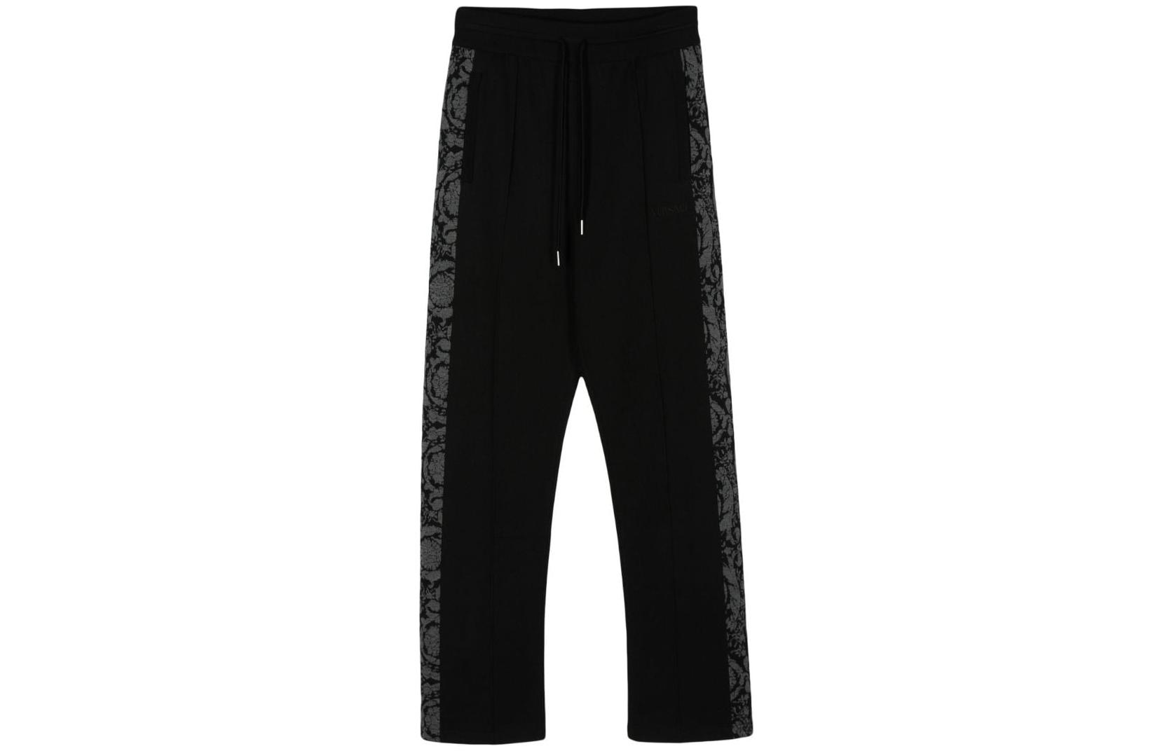VERSACE FW23 Jacquard Pattern Straight-Leg Drawstring Casual Pants Black Men 1013253-1A09454-1B000