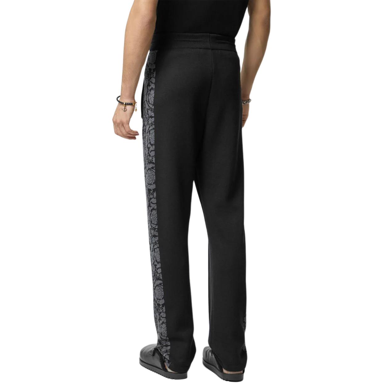 Purchase VERSACE FW23 提花圖案直筒抽繩休閒長褲 黑色 男款 1013253-1A09454-1B000