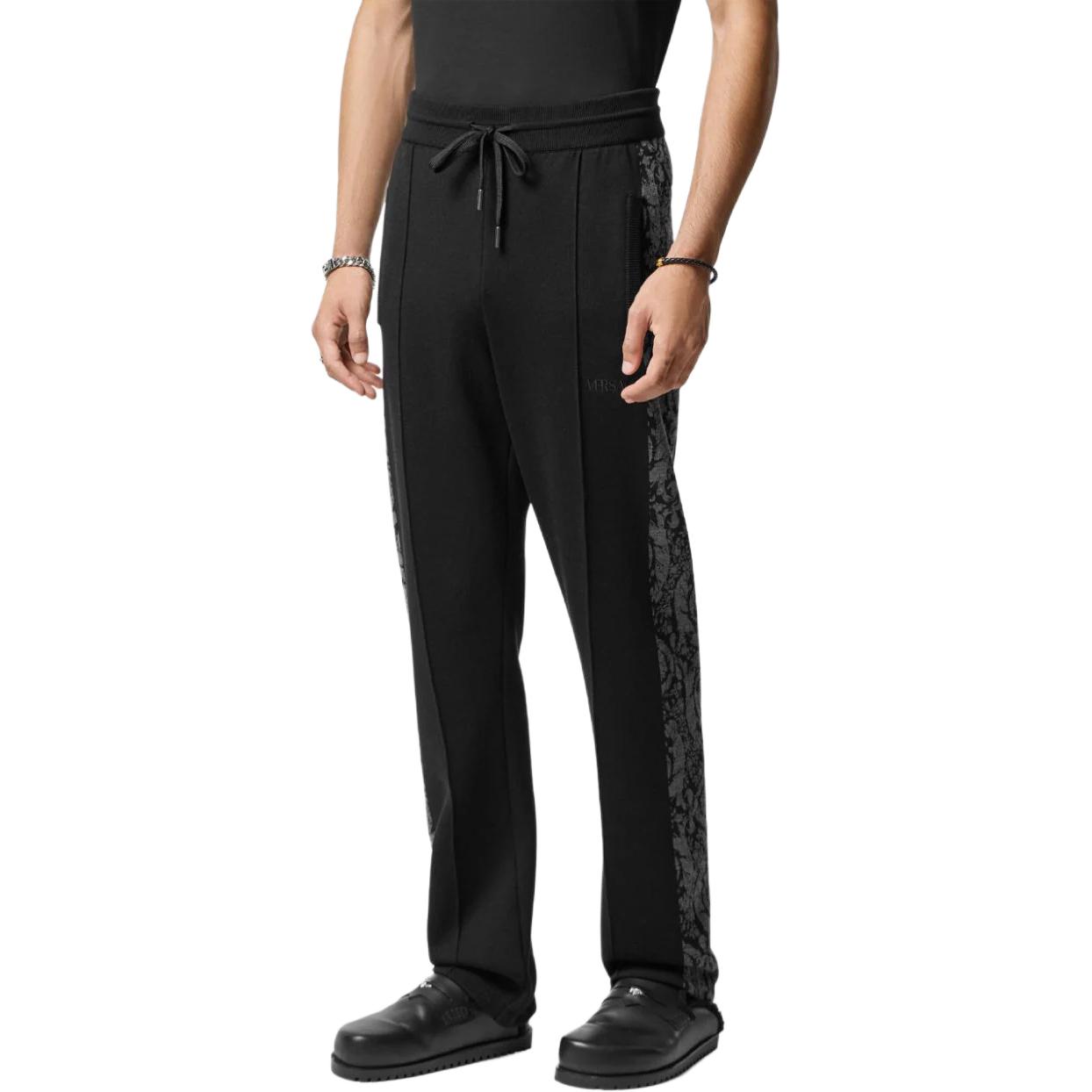 Details for VERSACE FW23 提花圖案直筒抽繩休閒長褲 黑色 男款 1013253-1A09454-1B000