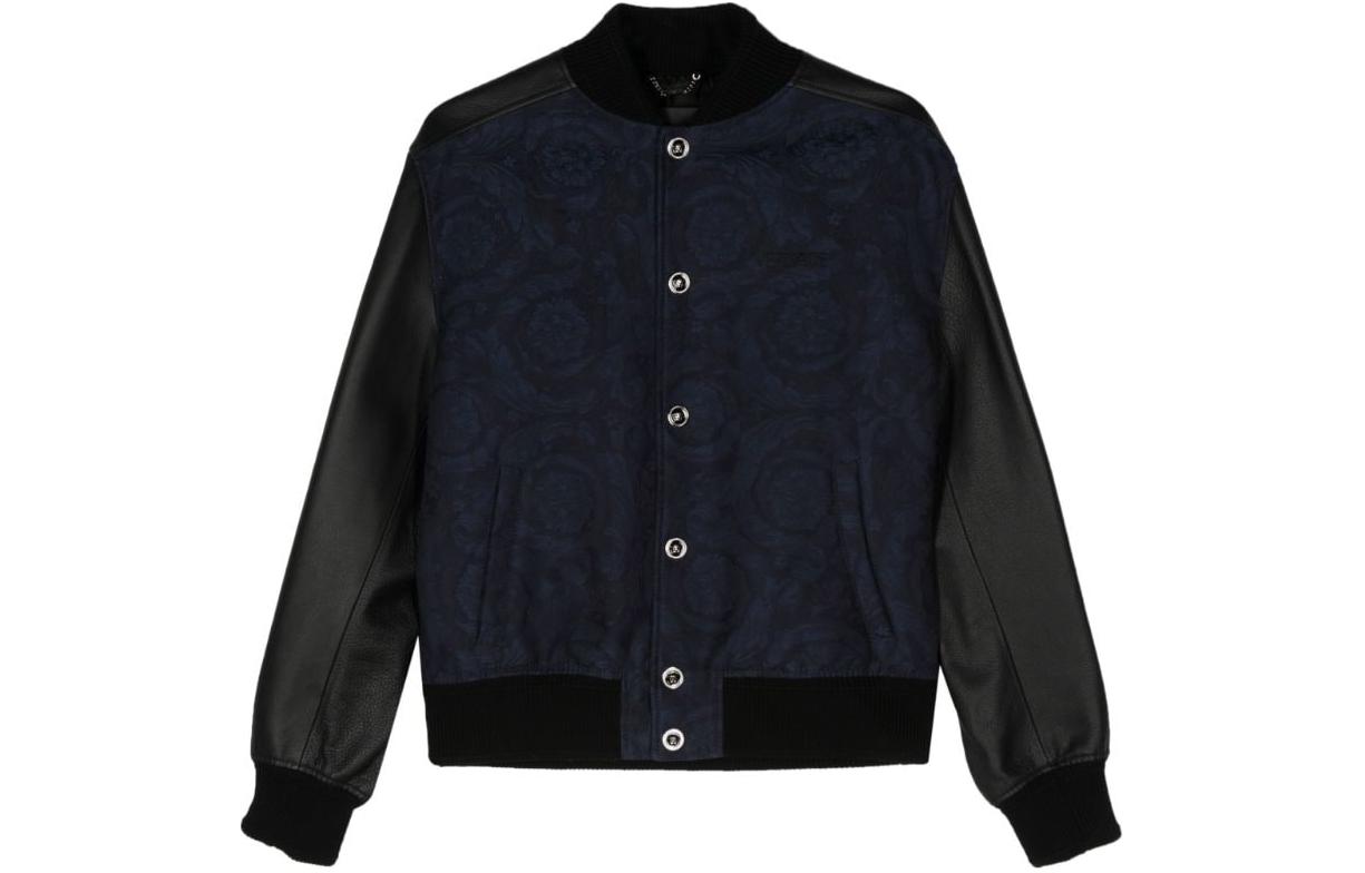 Versace FW23 Jacquard Single-Breasted Long-Sleeve Bomber Jacket Navy - Men 1013869-1A09815-1UI20