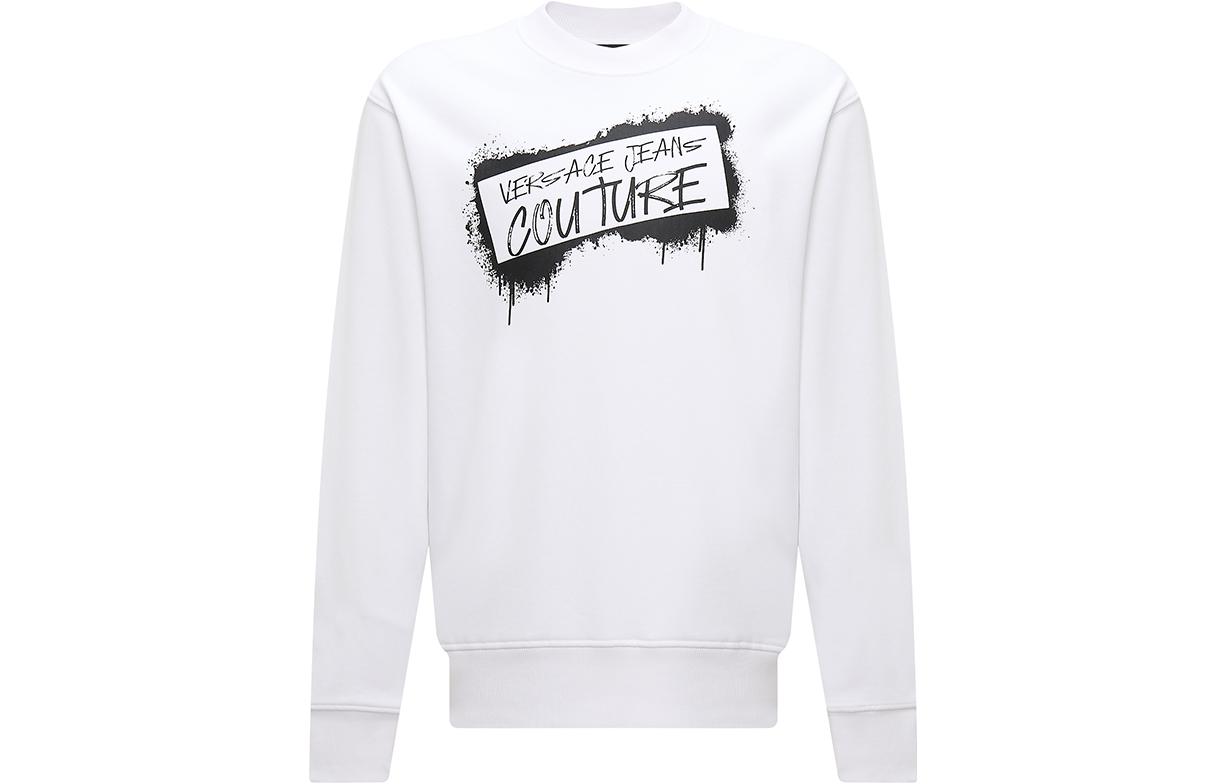 Versace FW23 Logo Printed Crewneck Pullover Sweatshirt Black 75GAIT15-CF01O-003