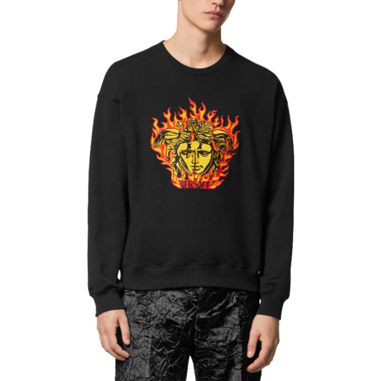 VERSACE FW23 Medusa Letter Print Crewneck Sweatshirt Black Men’s 1010688-1A07751-1B000 圖 3
