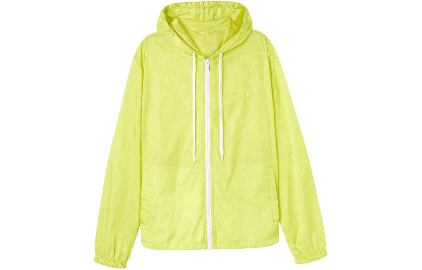 Versace FW23 Neon Yellow Embroidered Hooded Zip-Up Jacket 1013935-1A09788-1Y960