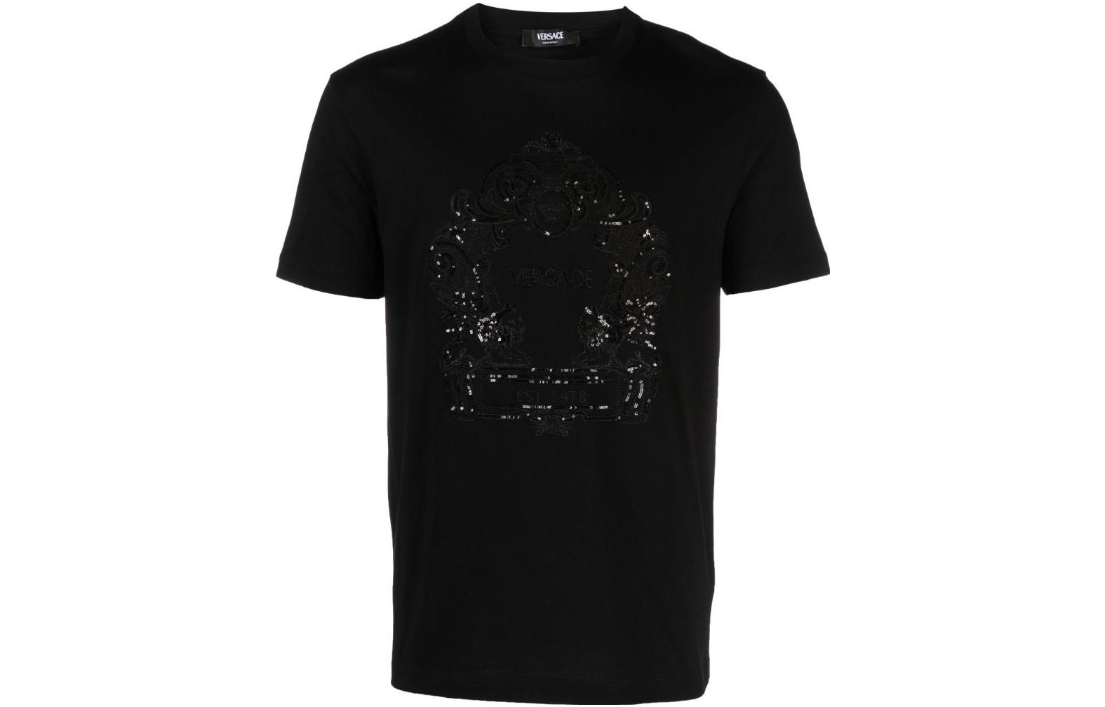 VERSACE FW23 Sequin Embellished Crew Neck Straight T-Shirt Black 1013944-1A09893-1B000 圖 2