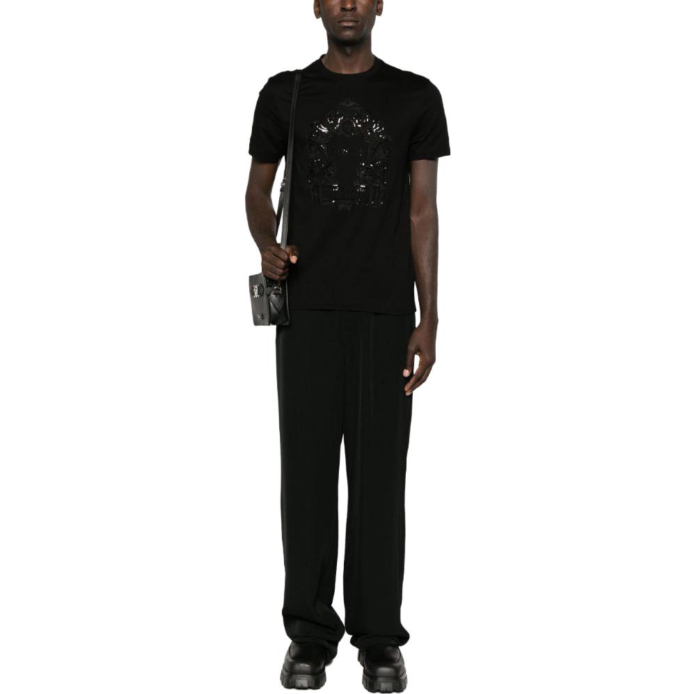 VERSACE FW23 Sequin Embellished Crew Neck Straight T-Shirt Black 1013944-1A09893-1B000 圖 3