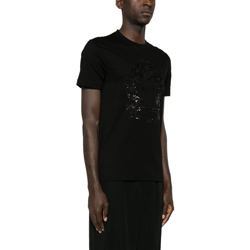 VERSACE FW23 Sequin Embellished Crew Neck Straight T-Shirt Black 1013944-1A09893-1B000 圖 5