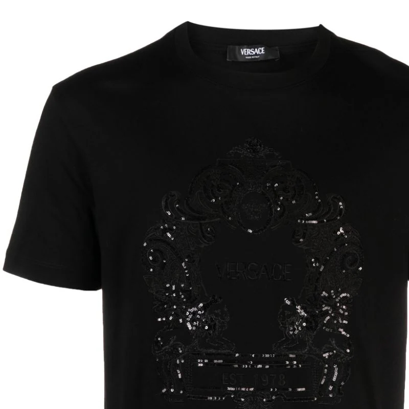 VERSACE FW23 Sequin Embellished Crew Neck Straight T-Shirt Black 1013944-1A09893-1B000 圖 7