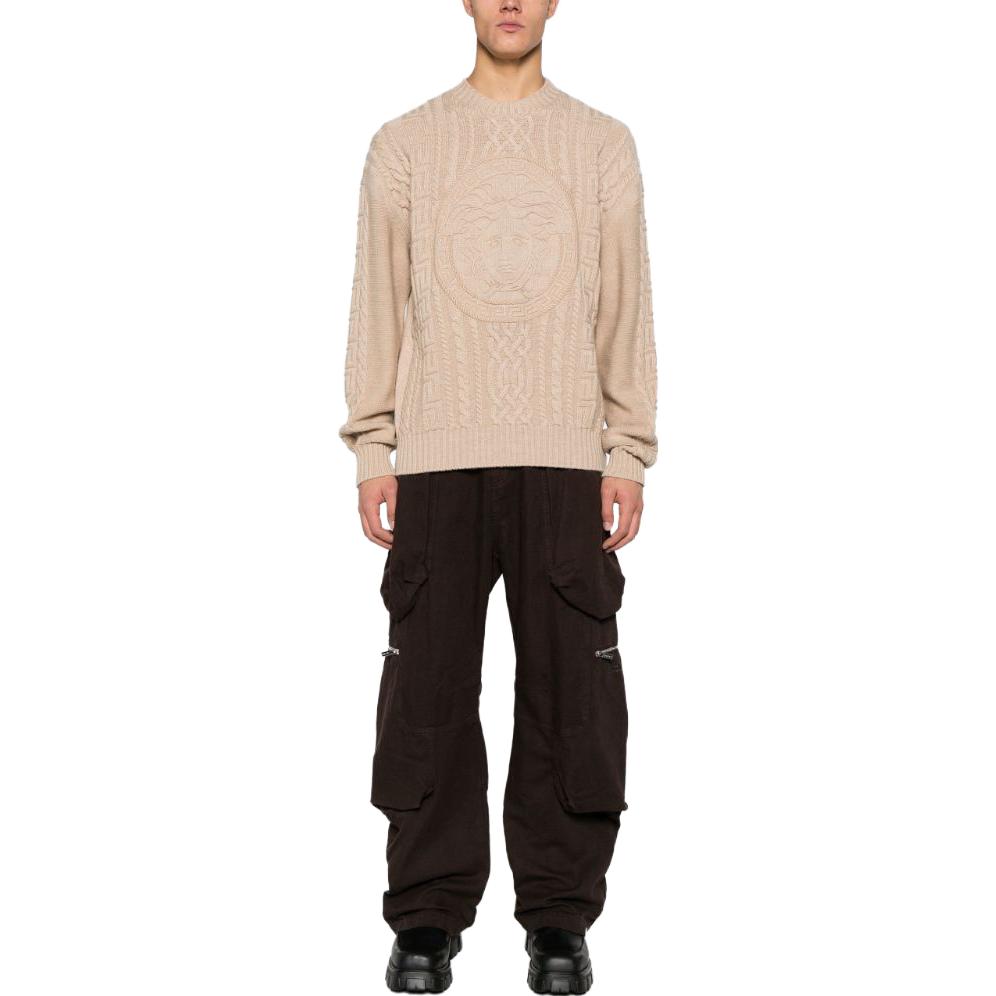 VERSACE FW23 Solid Medusa Pattern Cable Knit Sweater Men’s Beige 1013556-1A09578-1KD40 圖 3