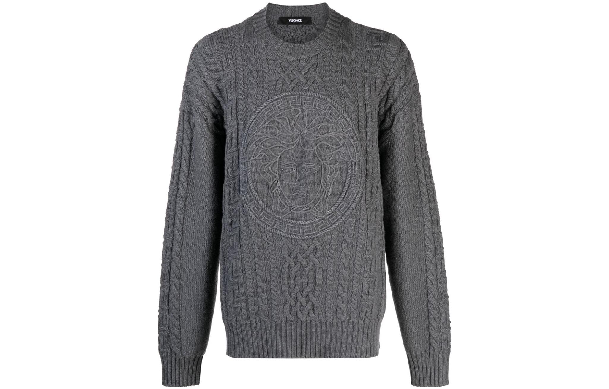 VERSACE FW23 Solid Medusa Pattern Cable Knit Sweater Men’s Beige 1013556-1A09578-1KD40 圖 6