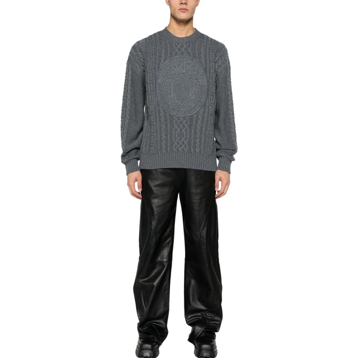 VERSACE FW23 Solid Medusa Pattern Cable Knit Sweater Men’s Beige 1013556-1A09578-1KD40 圖 7